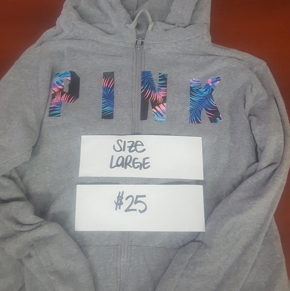 VS PINK Grey floral hoodie - Picture 1 of 1